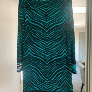Michael kors green zebra print dress small